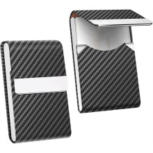 Porte-Cartes de Visite en Cuir et Acier Inoxydable, Étui Fin en Métal pour Femmes et Hommes, Protection RFID