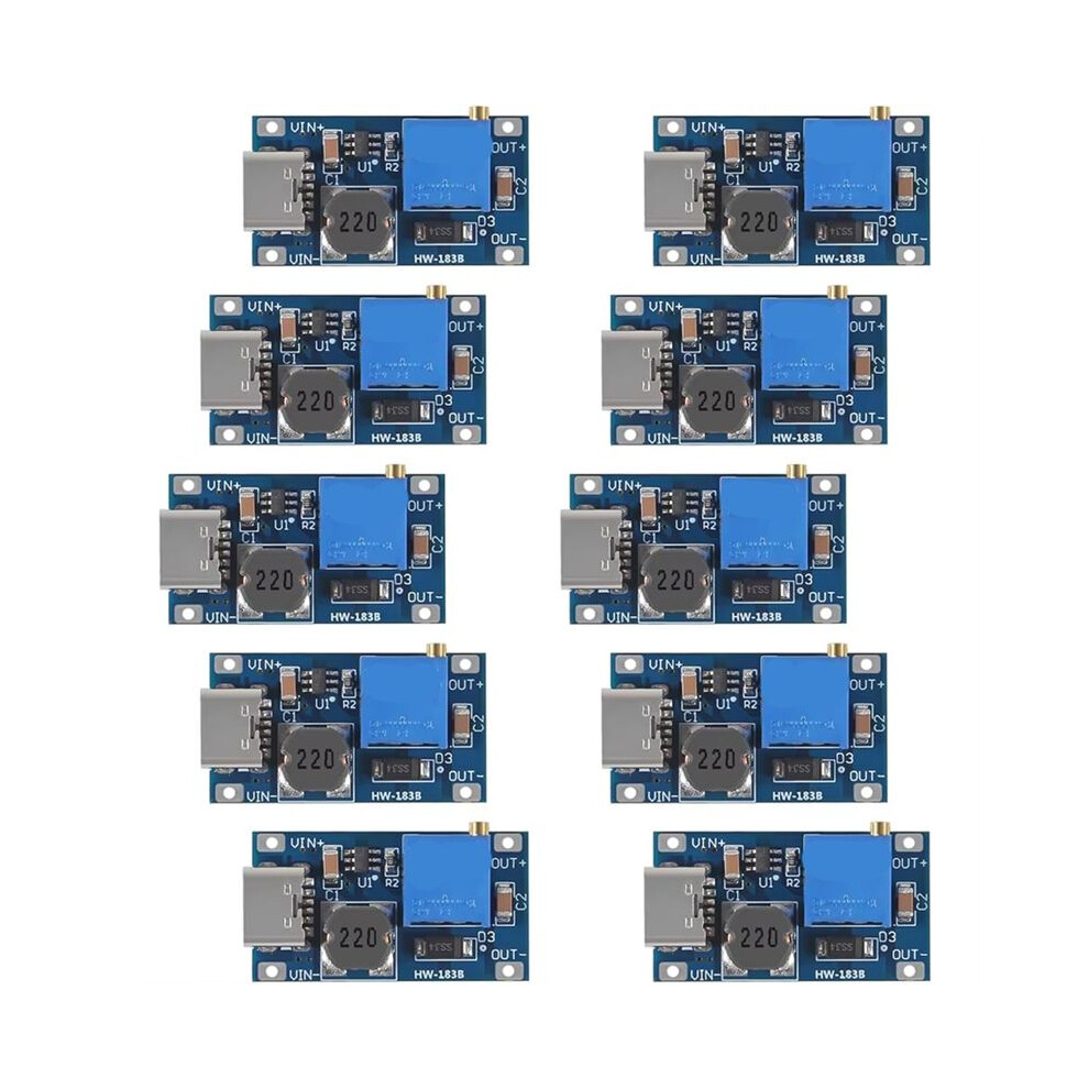 10Pcs Mt3608 Adjustable Step Module Voltage Regulator Type-C 2V-24V To 5V-28V 2A Step - 4711580842312