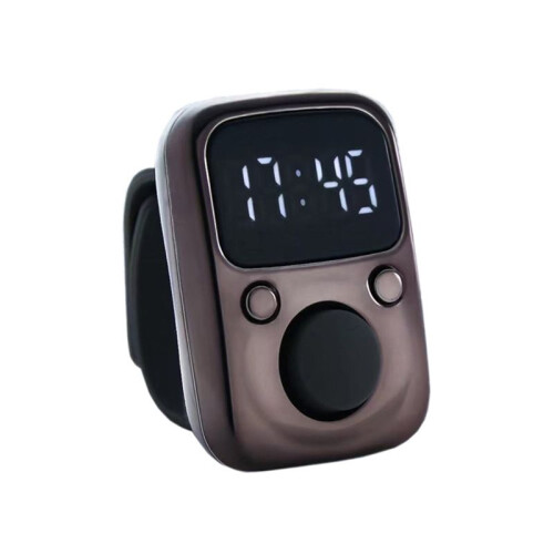 LED Electronic Counter Rechargeable with  Counter Convenient 5-Digit Adjustable Finger Ring Counter Brown