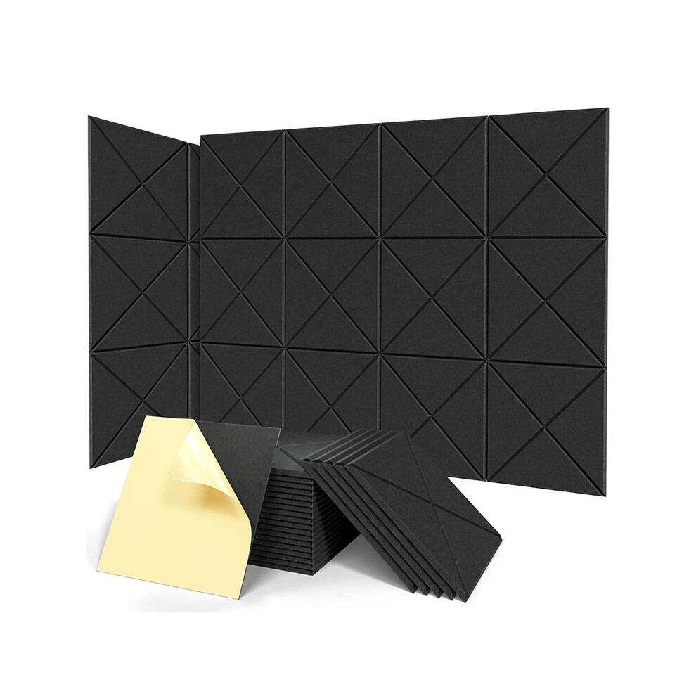 12Pack Acoustic Panels With Self-Adhesive, 12X12x0.4inch Sound Proof Foam Panels, Sound Absorbing Tile For Walls Black 6034227986193