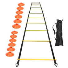 Behendigheidsladderset 20Ft Verstelbare Snelheidstrainingsladder met 12 Voetbaltrainingsschijven voor Voetbal, Sporttraining