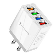 4 USB-Snellaadadapter, met LED-Licht Snellaadlader 5V3A Oplader Type-C QC3.0 Snellaadadapter (US-Stekker)