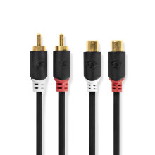 Stereo-Audiokabel | 2x RCA Hane | 2x RCA Hona | Guldplaterad | 2,00 m | Rund | Anthrazit | Låda