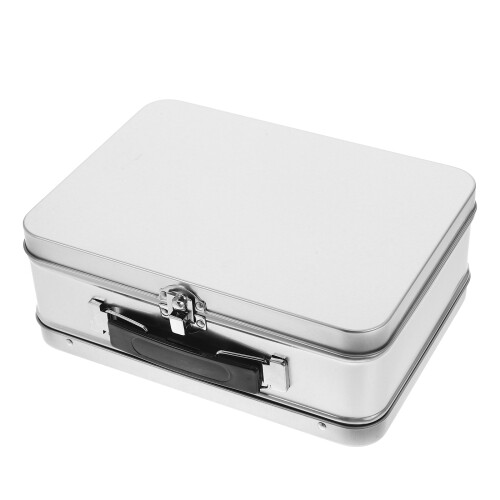 4Pcs Compact Metal Cookie Tins with Lids Silver DIY Storage Box