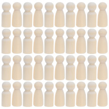 40Pièces Personnages En Bois Naturel - Kit D'art DIY Pour Passionnés