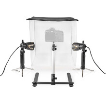 Kit de estúdio fotográfico | 400lm | Dobrável | Fundos incluídos | Bolsa de viagem incluída | Preto