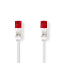 CAT6 Netzwerkkabel | RJ45 Stecker | RJ45 Stecker | U/UTP | 3,00 m | Snagless | Flach | PVC | Weiß | Plastikbeutel