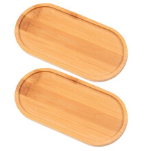 8Pcs Bamboo Drainage Trays Oval Pot Holders Indoor Outdoor Garden Use