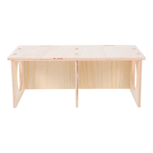 3Pièces Refuge Bois Beige Pour Hamsters Multi-Chambres