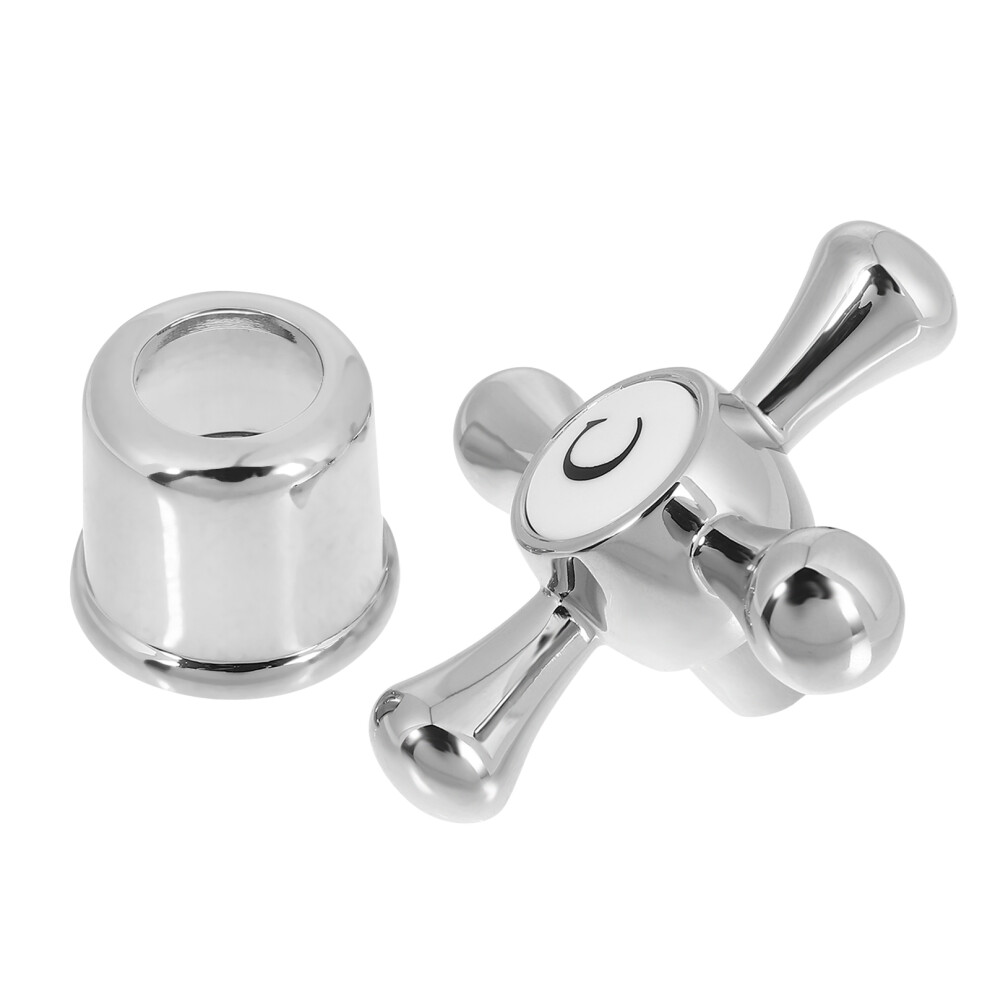 3Pcs Silver Zinc Alloy Faucet Handles Durable Copper Cross Replacement 3648157134147