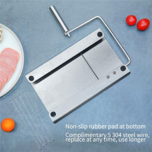 Stainless Steel Cheese Slicer with 5 Replacement-Wires Cheese Cutter for Block Cheese Metal Cheese Slicer Cutting Board