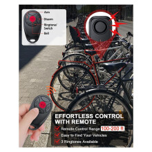 Motorcycle Burglar Alarm Wireless IP66 Waterproof Bike Anti-Theft Vibration Bike Security Alarm with Led Light