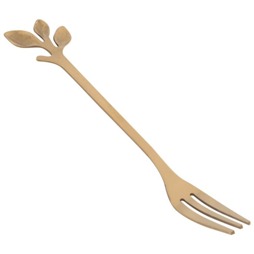 Dessert Spoon Fork Set,20 Pcs 4.7 Inch Cake Fork,Coffee Spoon, Gold Leaf Fruit Fork,(10 Spoon + 10 Fork) 1