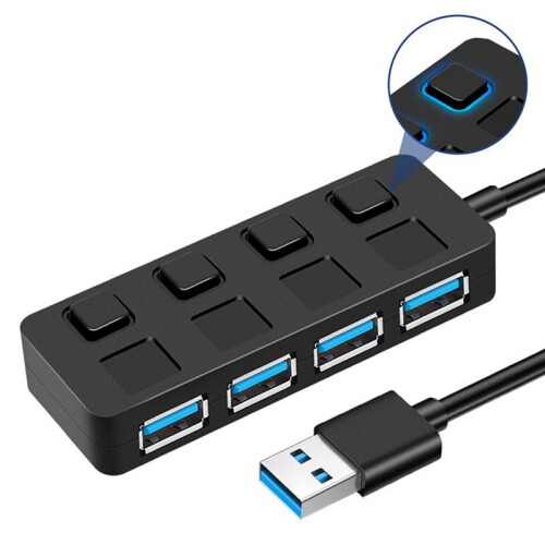 4-Port Button USB3.0 HUB  USB Splitter1 to 4 Hub Type-C Extender for Laptop Computer Accessoriess,B 2