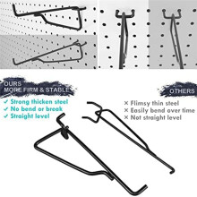 Peg Board Shelf Hooks, 8PACK 6In Metal Utility Hook Set, Peg Board Organizer for Garage Workbench Art Room Office