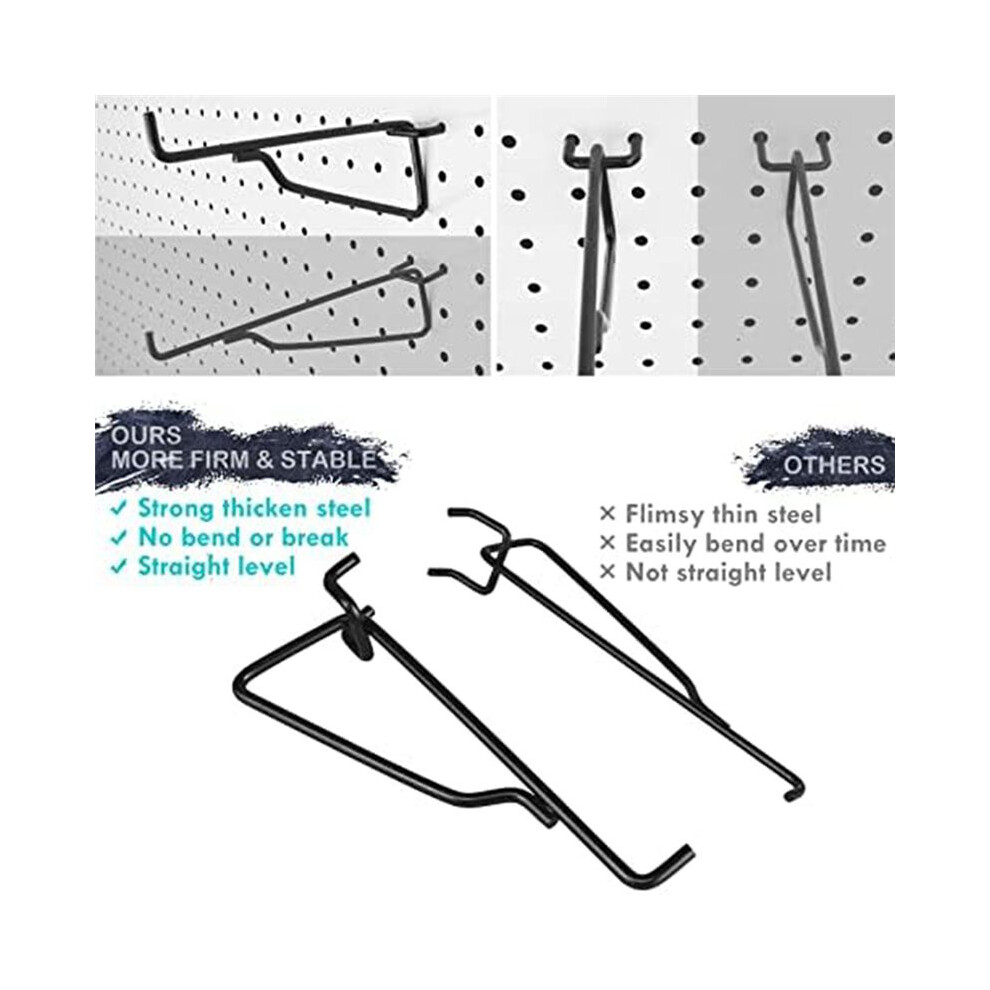 Peg Board Shelf Hooks, 8Pack 6In Metal Utility Hook Set, Peg Board Organizer For Garage Workbench Art Room Office 6033725974145