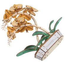 4Pièces Kit Artisanal Bois Phalaenopsis - Puzzle 3D Floral DIY