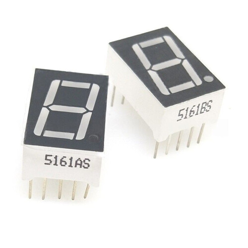 0.56 Inch 10Pins 5161AS 5161BS 1 Bit Digit 7 Segment Red LED Digital Display Digitron Common Anode Cathode C-C/-A 10pcs 2