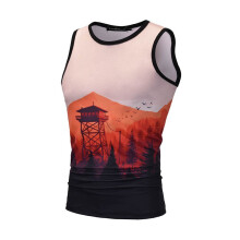 (Mountain&Tower,L)Camisetas sin mangas de verano para hombre Chaleco Informal Impreso en 3D Gráficos Camisetas sin mangas