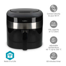 SmartLife Heißluftfritteuse | Wi-Fi | 7,2 l | Timer: 240 min | Anzahl voreingestellter Programme: 8 | Digital | Android / IOS | Schwarz