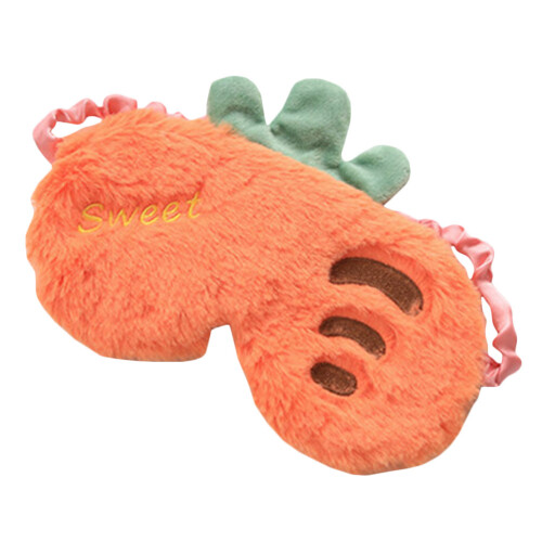2Pièces Cache-Yeux Cartoon En Peluche Douce Orange Usage À