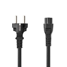 Stromkabel | Schutzkontaktstecker | IEC-320-C5 | Gerade | Gerade | Vernickelt | 5.00 m | Rund | PVC | Schwarz | Label