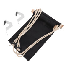 4Sets Voetsteun Kantoor Hangmat Polyester Hout Metaal Zwart Stijlvol
