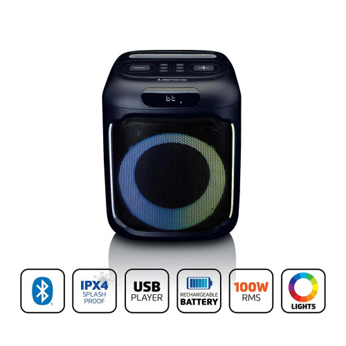 Kompakter IPX4-Bluetooth-Partylautsprecher mit kabellosem Mikrofon