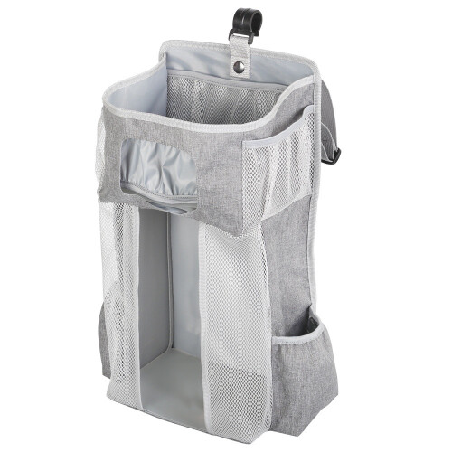 (Gray) Storage Crib Hanging Bag Polyester Material Baby Essentials Diaper Storage Gray