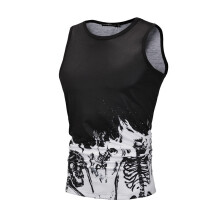 (Black Skull,L)Camisetas sin mangas de verano para hombre Chaleco Informal Impreso en 3D Gráficos Camisetas sin mangas