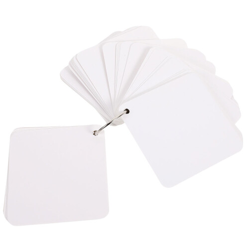 Blank Word Note Cards White Portable Flashcards with Rings 1