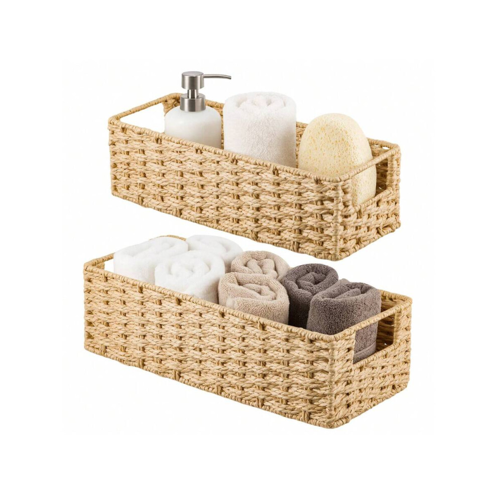 Unbranaded Woven Seagrass Storage Baskets Fabric Lined