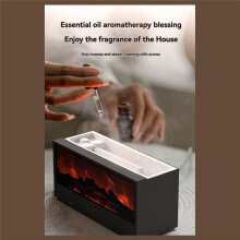 Flame Essential Oil Diffuser 3DFlame Fireplace Aromatherapy Machine Colorful Humidifier with RemoteControl for Bedroom B