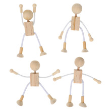 8Pièces Robots En Bambou Naturel Beige Pour Ornements Loisirs