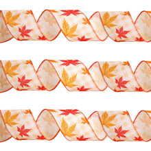(10M, Maple Check 6.5cm) 65cm Unique Wide Seasonal Ribbon For Thanksgiving Halloween Celebrations And