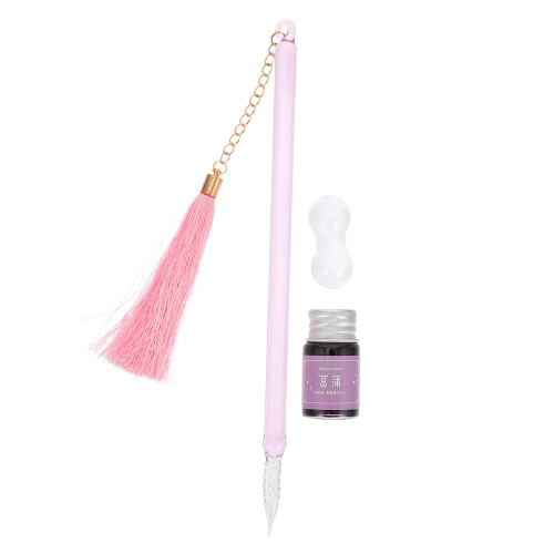 8Pièces Stylo Plume En Verre Rose Pour