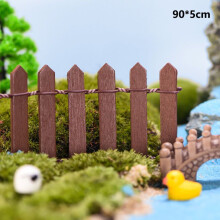 (Coffee) 90cm Diy Mini Wood Fence Miniature Plant Decor Landscape Dollhouse Crafts Micro