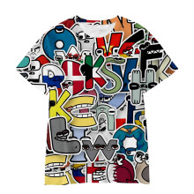 (Yellow,110yard)Kids Alphabet Lore Tshirt Casual Summer Short Sleeves Cosplay Tops Child Gift