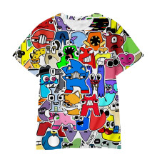 (Colourful,120yard)Kids Alphabet Lore Tshirt Casual Summer Short Sleeves Cosplay Tops Child Gift