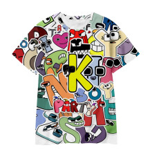 (Green,160yard)Kids Alphabet Lore Tshirt Casual Summer Short Sleeves Cosplay Tops Child Gift