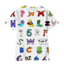 (White,120yard)Kids Alphabet Lore Tshirt Casual Summer Short Sleeves Cosplay Tops Gift Child
