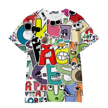 (Red,130yard)Kids Alphabet Lore Tshirt Casual Summer Short Sleeves Cosplay Tops Gift Child