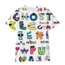 (WhiteBlue,100yard)Kids Alphabet Lore Tshirt Casual Summer Short Sleeves Cosplay Tops Gift Child