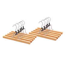 10 Pcs Grade Wooden Pants Hanger with Clips Non Slip Skirt Hanger with 360 Swivel Hook