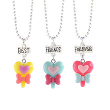 6Pièces Colliers Résine Nœud Cœur Lollipop