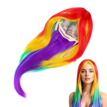 3Pièces Perruques Cosplay Synthétiques Gradient Color Longue Pour Fête