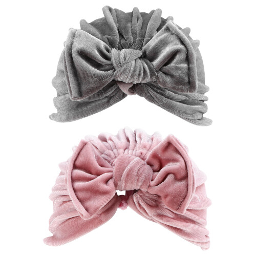 4Pièces Turban - Bébé Nœud Pleuche