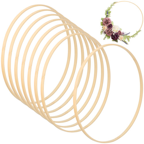 24Pcs Macrame Bamboo Rings Light Brown DIY Hoops for Dream Catchers