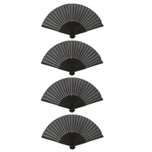 4Pièces Éventail Chinois Noir Bambou Décoratif