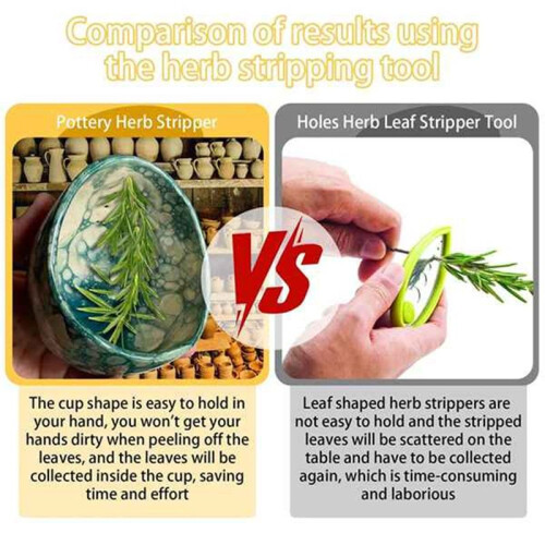 Pottery Herb Stripper Pottery Herb Stripper Herb Peeling Bowl Suitable for Herbs Stirring and Mashing 1